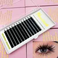 Extensions de cils inférieurs faites à la main, super noires, en poils synthétiques, volume intense, mix 5-6-7-8-9-10mm, courbure J, facile à éventail, épaisseur 0.07
