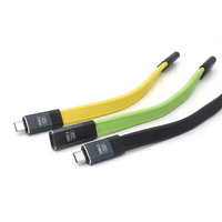 Kabel USB C Silikon Datar Pendek Portabel USB3.2 Gen2 20Gbps Sinkronisasi Data Kecepatan Tinggi Kabel Tipe C 3 Warna