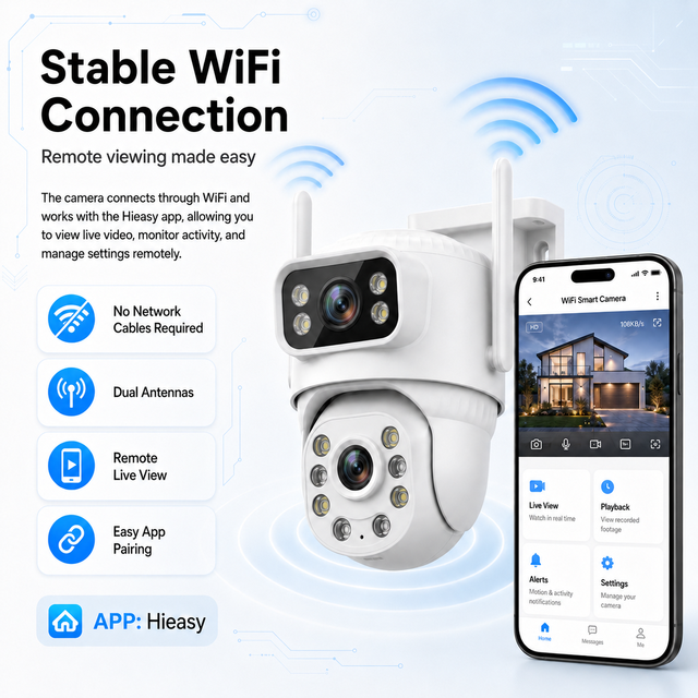 Wistino 8MP Outdoor Dual Lens Wifi Camera AI Motion Detection Alarm Night Vision Full Color Voice Hieasy Wifi Camera