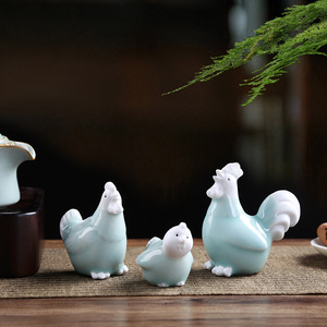 Ensemble d'ornements de poulets en céramique, trois pièces, design traditionnel, décoration de salon, accessoire pour théière - Product Image 2