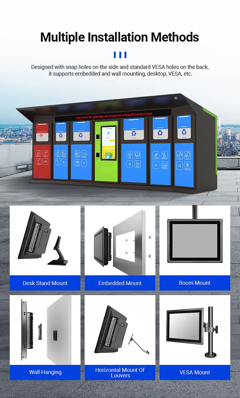 Industrial Lcd Monitor Marine Ip65 Waterproof 15//21.5/27 Inch 1000 Nits Outdoor Capacitive Touchscreen High Brightness Monitor