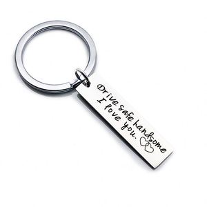 Porte-clés « Drive Good » en acier inoxydable, plusieurs options, « Drive Safe I Need You Here With Me » - Product Image 1