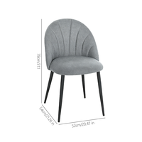 Chaise de salle à manger moderne en tissu à points coquille, pieds en métal noir thermolaqué – Chaise d'appoint rembourrée sans accoudoirs, écologique et durable