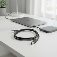 Kabel Mini USB 5-Pin Male/Female USB 3.0 B Jack 3A Pengisian Cepat 0.5m dengan Pelindung PVC dan Anyaman untuk Printer/Kamera/Scanner