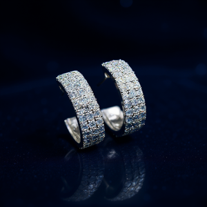 Orecchini di Lusso in Oro Bianco con Diamanti, Taglio Brillante Rotondo, Colore H, Argento Naturale, Gioielli da Festa per Donne - Product Image 2