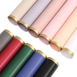 กระดาษห่อดอกไม้กันน้ำคุณภาพสูง หลายสี ขอบสีทอง ขายดี คุณภาพสูง สีพื้น - Product Image 3