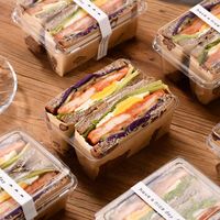 Boîte d'emballage transparente pour sandwichs à une seule couche, boîte en plastique pour sandwichs et pains grillés, boîte à lunch jetable