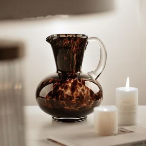 Mid-century Modern Tortoiseshell Pattern <b>Kettle</b>-shaped <b>Glass</b> Vase Ornament - Product Image 4