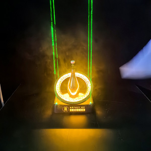 <b>Led</b> Illuminated Wine Display Stand <b>Round</b> Modern Party Art Unbounded Yellow <b>Light</b> Green Laser Base - Product Image 1