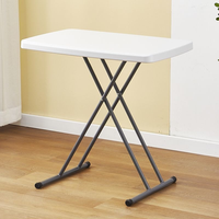 Table d'appoint pliable compacte JDZZ-79 avec cadre en aluminium, plateau blanc imperméable et pieds gris