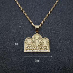 Collier pendentif Yunnique en forme de panier de fleurs avec couronne de diamants plaqué or, chaîne en acier inoxydable pour homme, style hip-hop, 3 mm, 61 cm, pour usage quotidien - Product Image 2