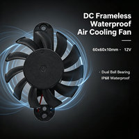 Kipas Pendingin Udara 12v DC Tanpa Bingkai Tahan Air dengan Baling-Baling Plastik 60x60x10mm Dual Ball Bearing Ip68 untuk Pengisian Daya EV