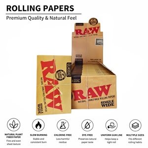 For Classic Single Wide Natural Unrefined Brown Square <b>Rolling</b> Papers 100leaves/booklet25booklets/<b>box</b> Grinder & Storage - Product Image 1