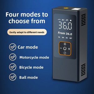 Gonfleur de pneus sans fil électrique mini portable pour voiture et vélo avec éclairage, manomètre et chargement USB - Product Image 2