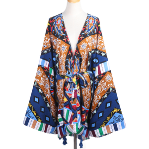 Wehello Africa Robe en soie pour femme, style cardigan, à manches chauve-souris, style bohème, sexy, pour cocktail et vacances, décontractée, élégante et douce - Product Image 5