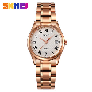 Skmei Quartz Watch Rose Gold Stainless Steel Band Analog Display Women's Watch 7.8mm Thin 30M Waterproof - Product Image 1