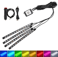 Éclairage d'ambiance LED transfrontalier pour voiture, éclairages de plancher monochromes 1-vers-2 et 1-vers-4, lumières décoratives colorées pour voiture