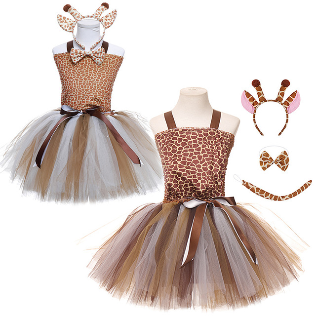 Princess Dress Set Children's Day Costume Performance Outfit Echo Animal Cosplay Party Mesh Giraffe Tutu Dress