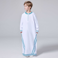 Ramadan musulman moyen-orient arabe dubaï malaisien garçon imprimé Robe ample chemise boutonnée