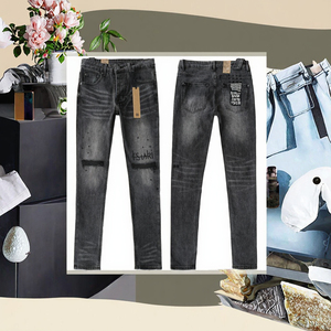 Nouvel Arrivage en Gros CYX – Jean Droit Formel d'Hiver pour Homme en Denim Tricoté avec Broderie et Motif Imprimé à Trous, Nylon/Coton - Product Image 3