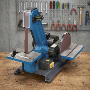 Ponceuse à bande verticale FERVI avec disque de 200 mm, moteur de 0,45 kW, machines pour le travail du bois - Product Image 2