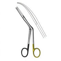 Heymann Scissors 17 cm / 6-3/4 Inch Curved to Left One Blade Serrated Super Cut TC Surgical Medical Precision Scissors