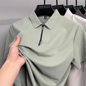 Polo en soie glacée à demi-zip, manches courtes, été, sans repassage, col business, décontracté, logo <span class=keywords><strong>cheval</strong></span>, t-shirt - Product Image 3