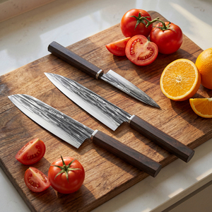 Set di 3 Coltelli da Cucina Giapponesi con Manici in Legno di Ebano Africano Ottagonale - Product Image 2