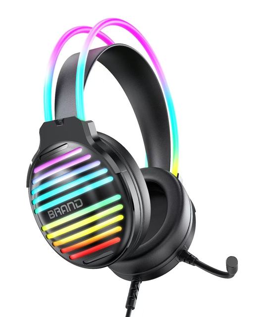 Gaming Headset with Light, 50mm Large Speaker Unit, Long 2M Cable, USB 3.5MM Plug for Computer Games