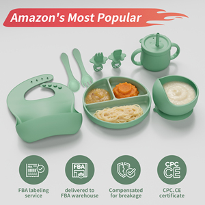 RXZZ 2025 Baberos de Silicona, Artículos <span class=keywords><strong>para</strong></span> Bebés Más Vendidos, Set de Alimentación de Silicona <span class=keywords><strong>para</strong></span> Bebés, Set de Regalo <span class=keywords><strong>para</strong></span> Recién Nacidos, Set de Platos <span class=keywords><strong>para</strong></span> Bebés - Product Image 2