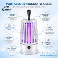Lampe anti-moustiques LED rechargeable par USB GECKO YPD LITIAN, portable, en plastique écologique, facile à nettoyer