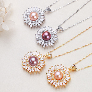 Bijoux Edison en gros, chaîne réglable en forme de O, plaqué or véritable, pendentif en perle d'eau douce, pendentifs en perles, breloques - Product Image 1