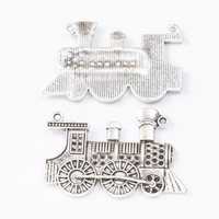 Connecteur en alliage de zinc en forme de locomotive à vapeur, finition bronze antique, pour les passionnés de trains, idéal pour les chaînes de montre