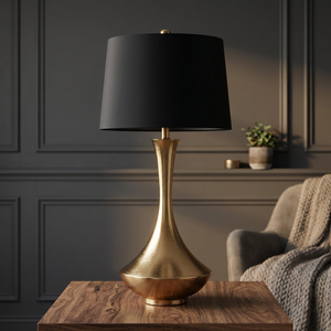 Lampe de table moderne en fer avec abat-jour rectangulaire en tissu beige, LED E26, lumière chaude 3000K, éclairage décoratif pour chambre à coucher - Product Image 2