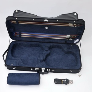 Étui professionnel double pour violons, tailles 4x4 et 4x3, coque rigide avec intérieur rembourré, pour deux violons et plusieurs archets - Product Image 4