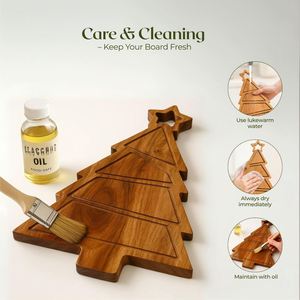 Planche à découper en bois massif en forme de sapin de Noël, plateau de service décoratif en bois, surface lisse, idéal pour les fêtes et la cuisine - Product Image 3