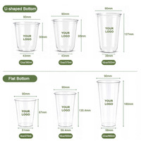 Gobelets en plastique transparents écologiques pour boissons froides, bubble tea, glaces, café, avec couvercles, impression de logo personnalisée, 12 oz, PET PLA, 90 mm
