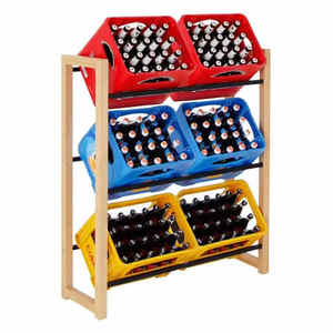 Support <span class=keywords><strong>de</strong></span> rangement pour caisses <span class=keywords><strong>de</strong></span> boissons élégant et peu encombrant, étagère à 3 niveaux en bambou pour 6 caisses - Product Image 1