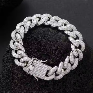 High Quality Moissanite Cuban Link <b>Chain</b> 925 Silver <b>Iced</b> Hip Hop Necklace Bold Punk Style Jewelry Unisex for Men Women Wedding - Product Image 2