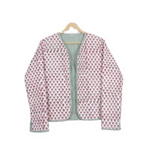 Blazer en coton rayé respirant et écologique, matelassé court, tricoté à la main, imprimé Kantha, pour femme, collection hiver, vente en gros - Product Image 1