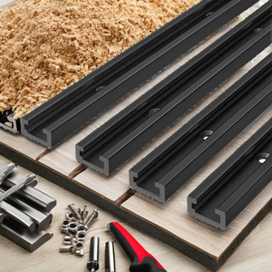 Riel en T de Aleación de Aluminio Duradero de 3/4" x 3/8" con Orificios Preperforados, Negro, para Plantillas y Accesorios de Carpintería en Talleres - Product Image 2