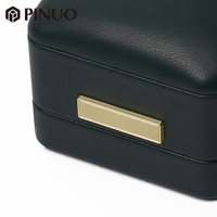 Ensemble de boîtes à bijoux en cuir PU vert foncé personnalisées PINUO, 5 pièces, emballage de luxe pour bague, collier, boucles d'oreilles