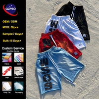 Shorts de survêtement QZFSO personnalisés pour hommes, en tissu épais, délavé à l'acide, effet vieilli, patchwork, broderie, appliqué, streetwear, ourlet brut, strass