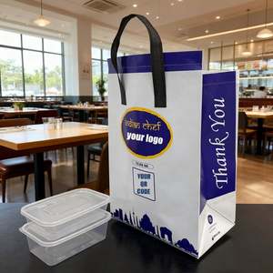 Custom Logo Size Thermal Cooler Bag <b>Disposable</b> Non Woven <b>Aluminum</b> <b>Foil</b> Coffee Boba Tea Take Out Delivery Thermal Insulated Bag - Product Image 3