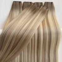 Extensions de cheveux blondes brillantes à trame invisible, extensions de cheveux invisibles à double trame
