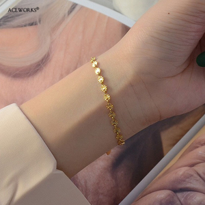 Collar con diseño de rayos de sol |   Collar y Pulsera de Cadena de Discos con Corte de Diamante en Acero Inoxidable Chapado en Oro de 18K |   Resistente al agua y sin deslustre - Product Image 4