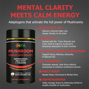 ODM OEM Mushroom Softgels with Mushroom <b>Blend</b> Ashwagandha Maca Root Support Immunity Mermory Focus Mood Natural Fuel Antioxidant - Product Image 3