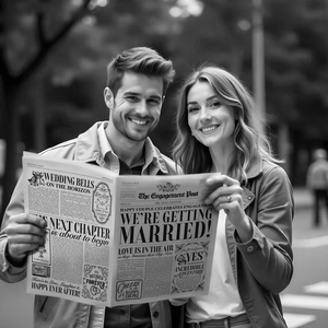 Tarjeta de Invitación Personalizada con Impresión Tipográfica y Foto de Pareja, con Sobres Mate en Blanco - Product Image 5
