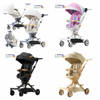 Carrinho de Bebê Personalizado com Assento Rotativo 360 Graus, 85cm de Altura, Dobrável, com Capota e Cesta de Armazenamento para Bebê