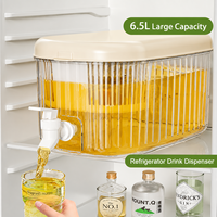 Distributeur d'eau pour réfrigérateur de grande capacité 6,5 L en PP avec robinet et filtre intégré pour jus, thé, boissons aux fruits, utilisation domestique